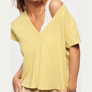NWT Anthropologie Pilcro The Bennie Cotton-Slub V-Neck Tee
